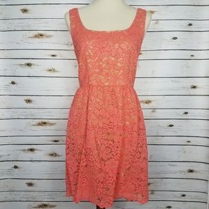 Trina Turk Coral Lace Sleeveless Dress